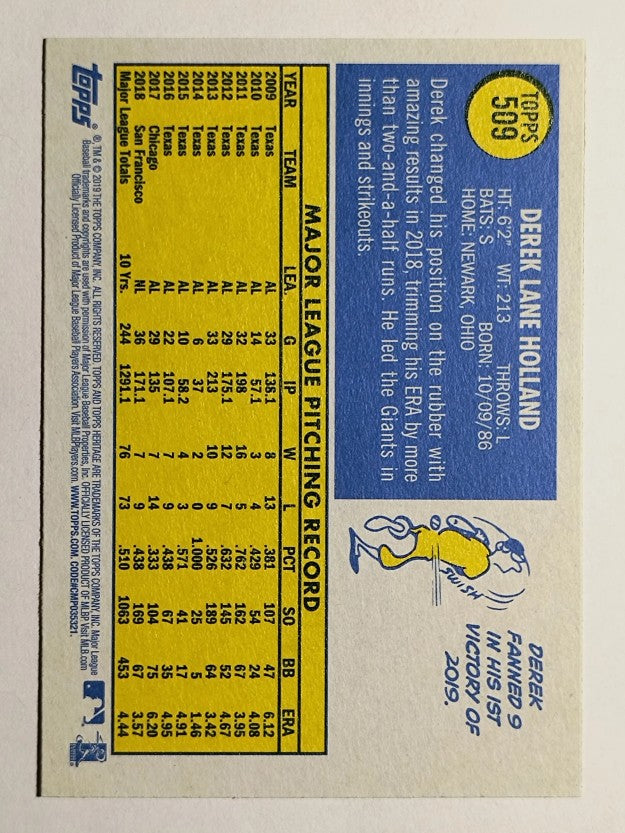 2019 Topps Heritage #509 Derek Holland