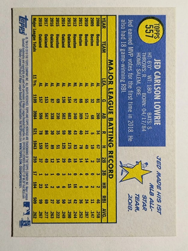 2019 Topps Heritage #557 Jed Lowrie