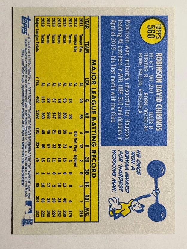 2019 Topps Heritage #560 Robinson Chirinos
