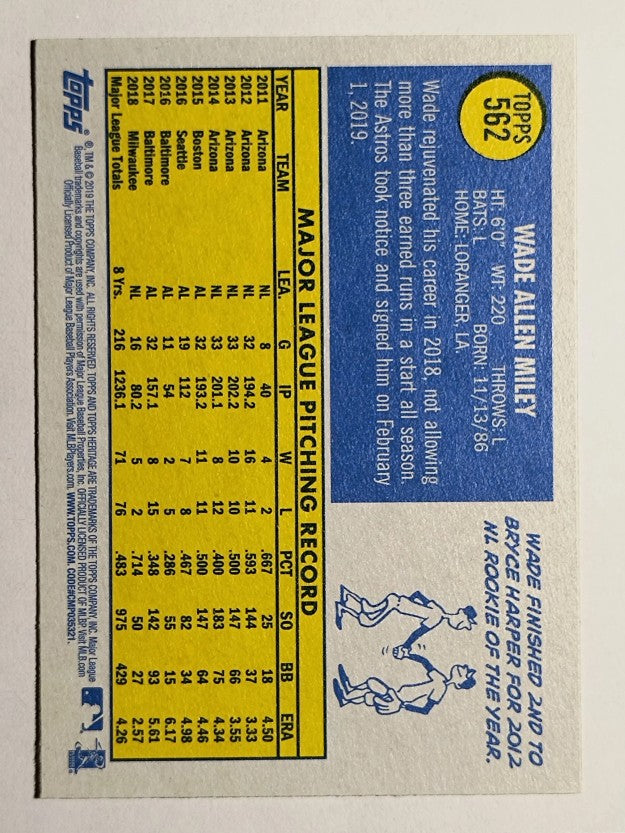 2019 Topps Heritage #562 Wade Miley