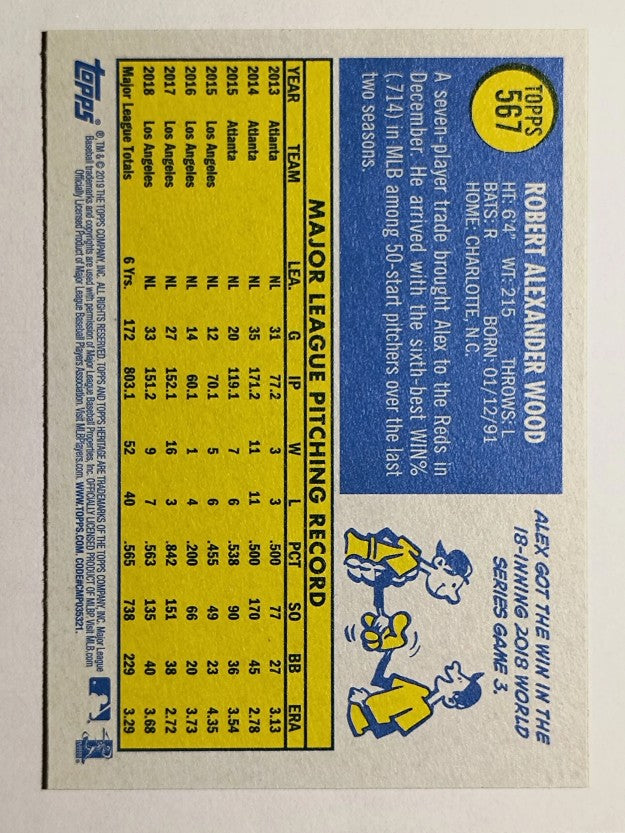 2019 Topps Heritage #567 Alex Wood