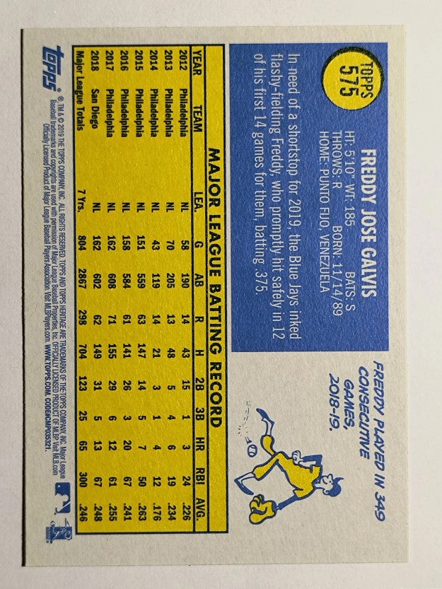 2019 Topps Heritage #575 Freddy Galvis