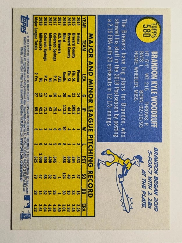 2019 Topps Heritage #580 Brandon Woodruff