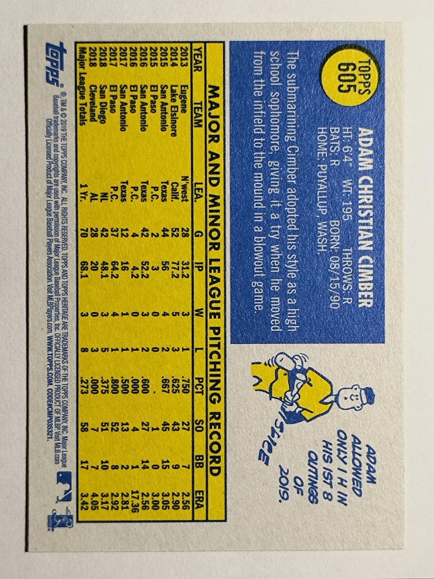 2019 Topps Heritage #605 Adam Cimber