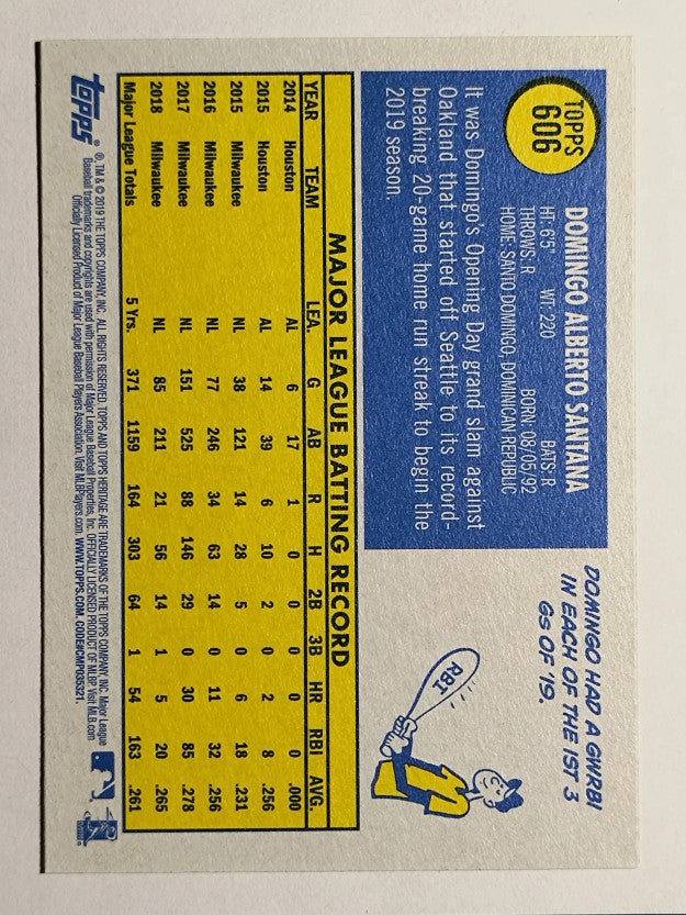 2019 Topps Heritage #606 Domingo Santana