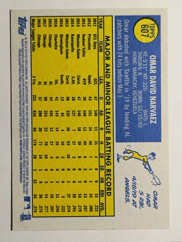2019 Topps Heritage #607 Omar Narvaez