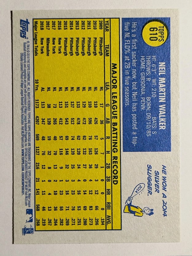 2019 Topps Heritage #610 Neil Walker