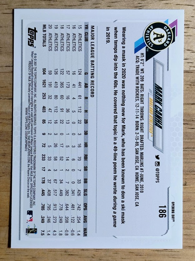 2021 Topps Opening Day #186 Mark Canha