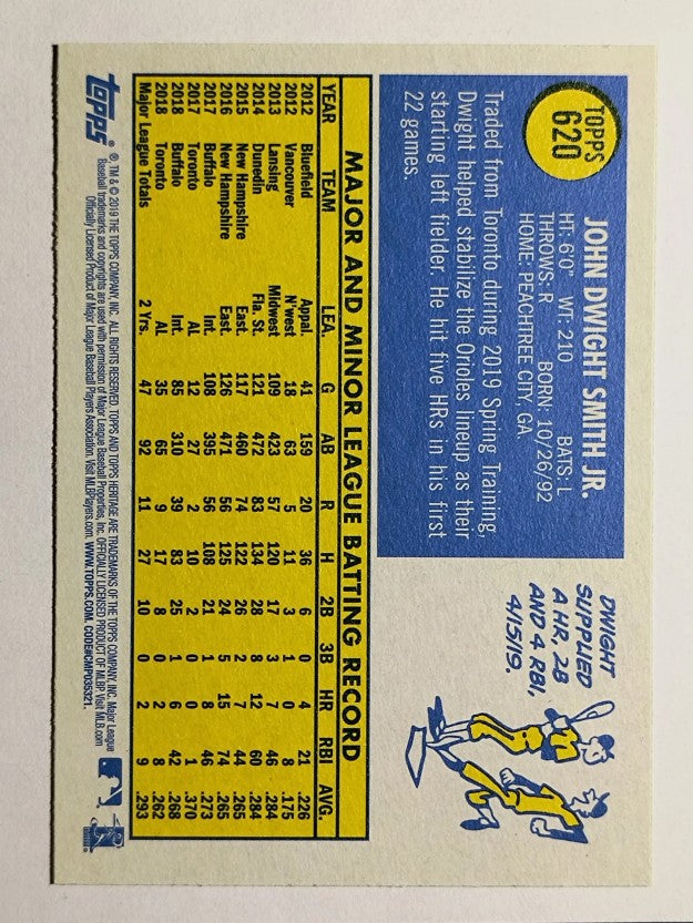 2019 Topps Heritage #620 Dwight Smith Jr.