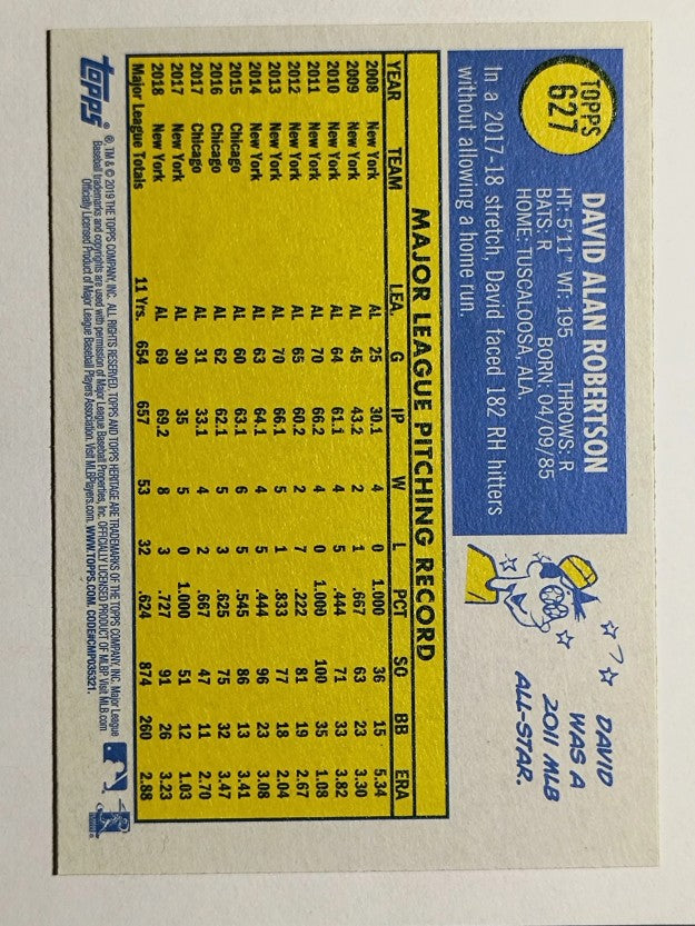 2019 Topps Heritage #627 David Robertson
