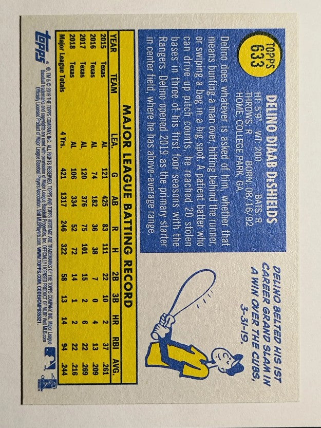 2019 Topps Heritage #633 Delino DeShields