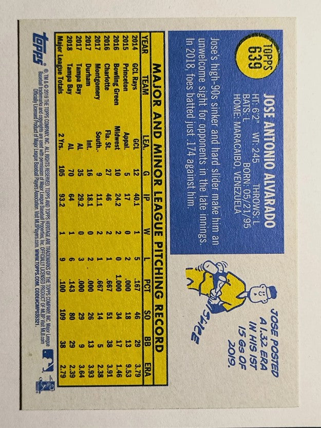 2019 Topps Heritage #639 Jose Alvarado