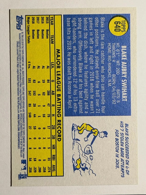 2019 Topps Heritage #640 Blake Swihart