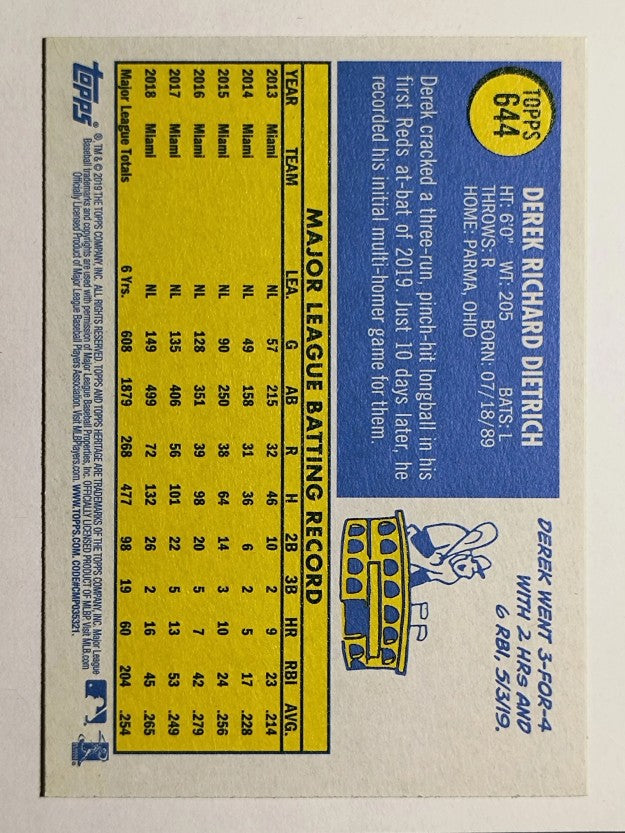 2019 Topps Heritage #644 Derek Dietrich