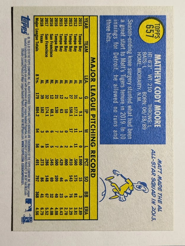 2019 Topps Heritage #657 Matt Moore