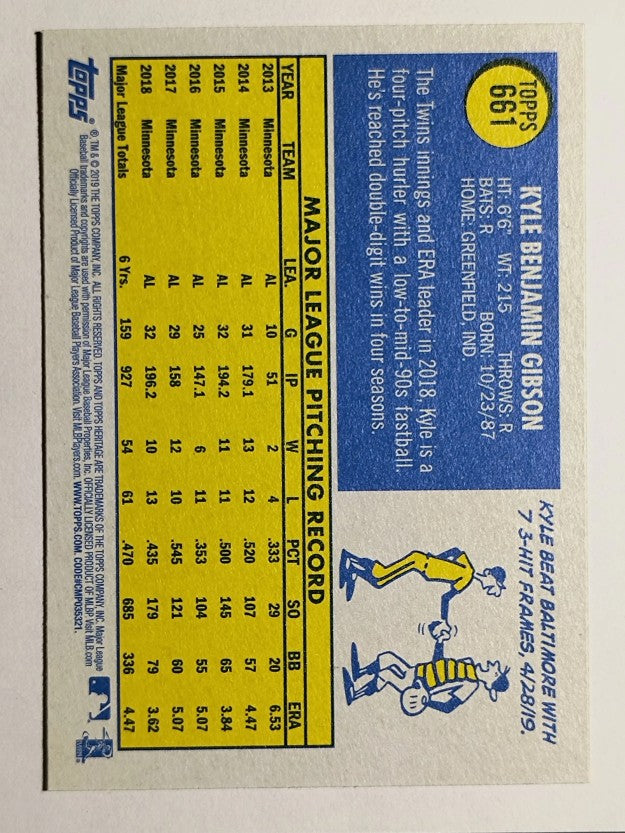 2019 Topps Heritage #661 Kyle Gibson