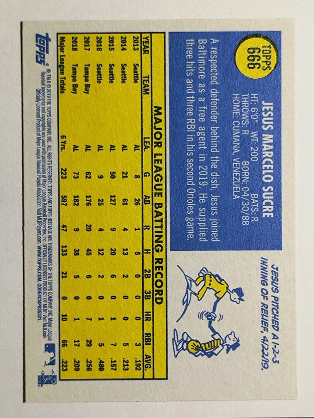 2019 Topps Heritage #666 Jesus Sucre