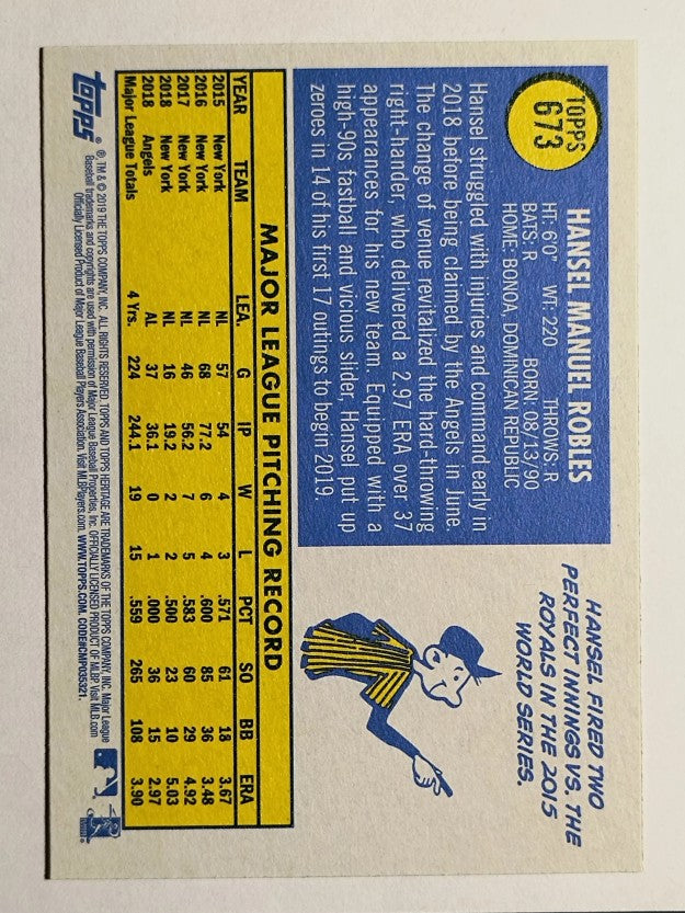 2019 Topps Heritage #673 Hansel Robles