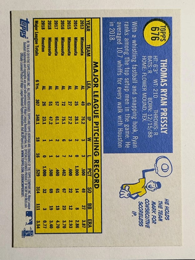 2019 Topps Heritage #676 Ryan Pressly