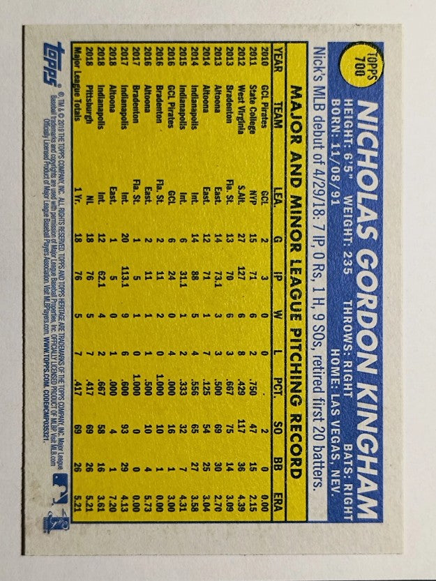 2019 Topps Heritage #700 Nick Kingham