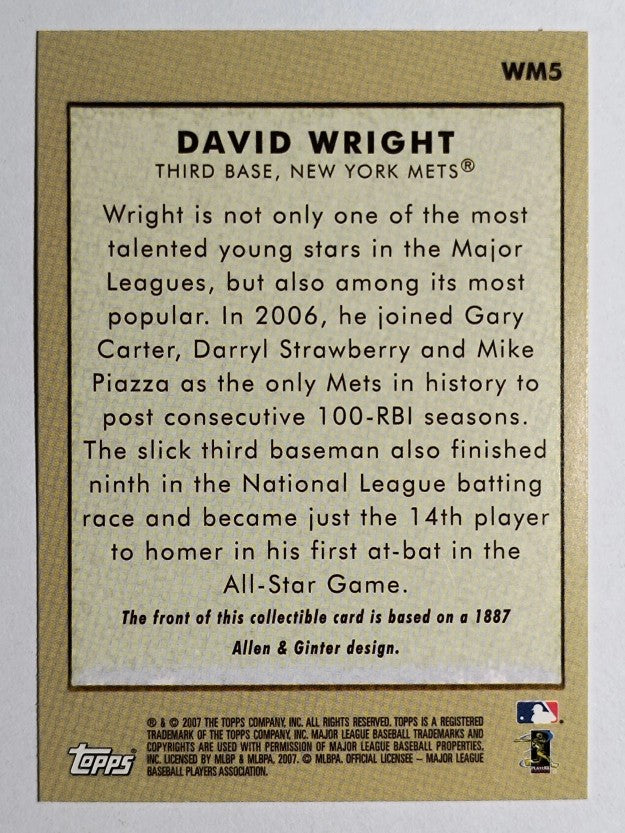 2007 Topps Wal-Mart #WM5 David Wright 1887 AG
