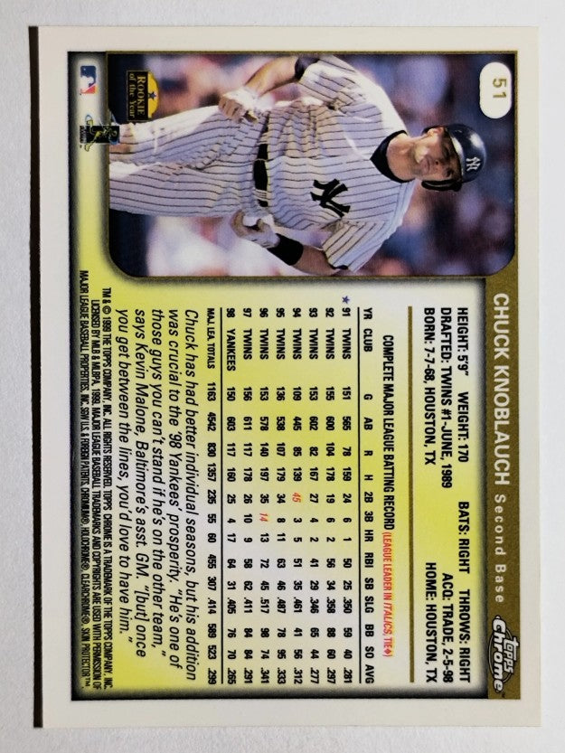 1999 Topps Chrome #51 Chuck Knoblauch