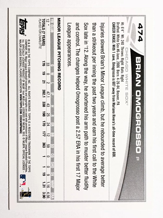 2013 Topps #474 Brian Omogrosso RC