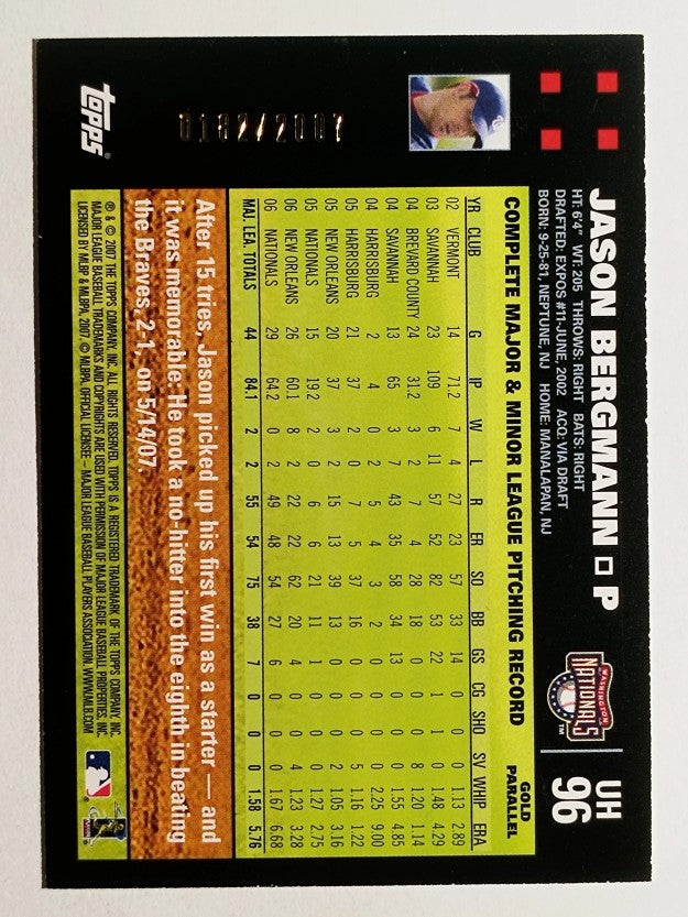 2007 Topps Update Gold #96 Jason Bergmann (NM)