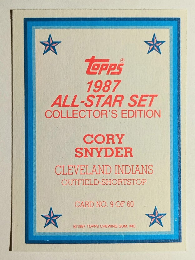 1987 Topps Glossy Send-Ins #9 Cory Snyder