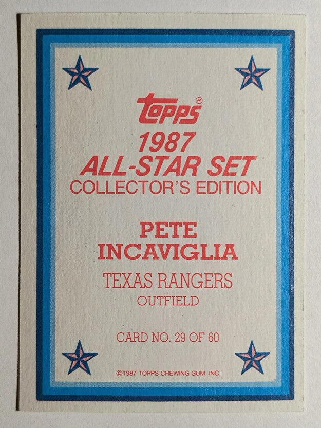 1987 Topps Glossy Send-Ins #29 Pete Incaviglia