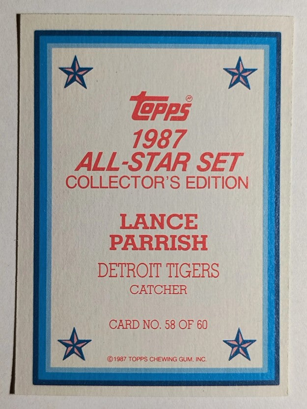 1987 Topps Glossy Send-Ins #58 Lance Parrish