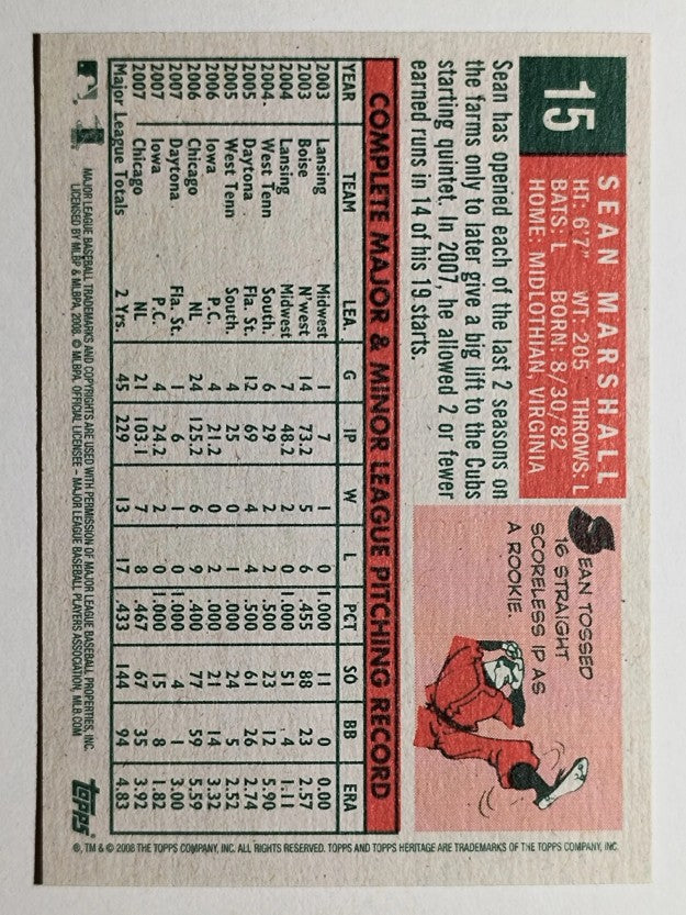 2008 Topps Heritage #15 Sean Marshall