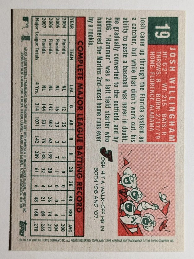 2008 Topps Heritage #19 Josh Willingham