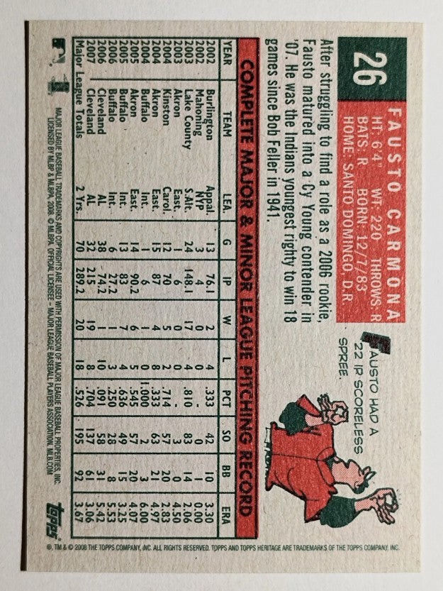 2008 Topps Heritage #26 Fausto Carmona
