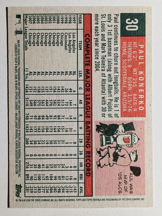 2008 Topps Heritage #30 Paul Konerko