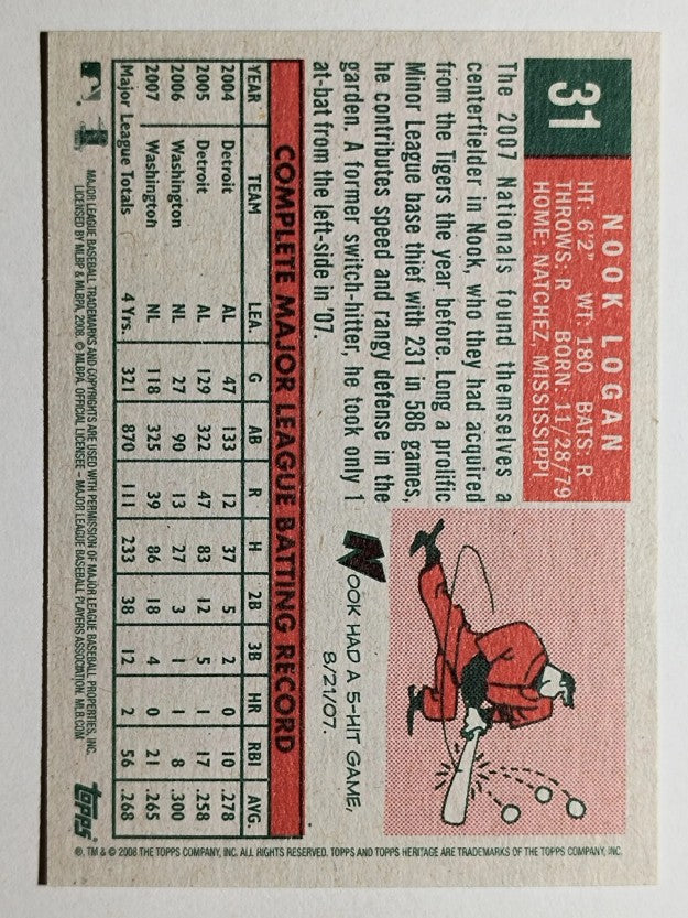 2008 Topps Heritage #31 Nook Logan