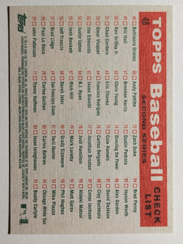 2008 Topps Heritage #48 Baltimore Orioles