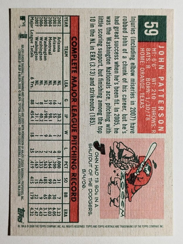 2008 Topps Heritage #59 John Patterson