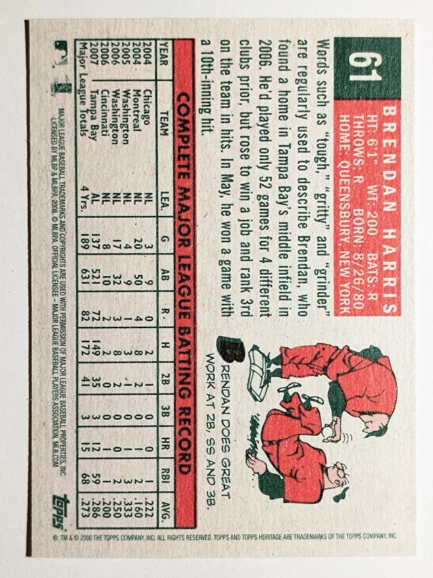 2008 Topps Heritage #61 Brendan Harris GB SP