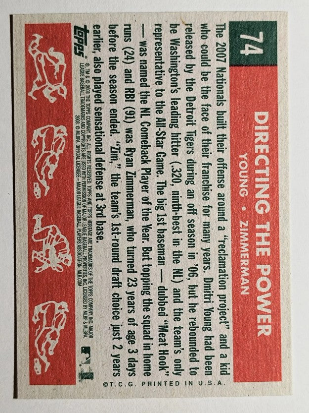 2008 Topps Heritage #74 Dmitri Young/Ryan Zimmerman