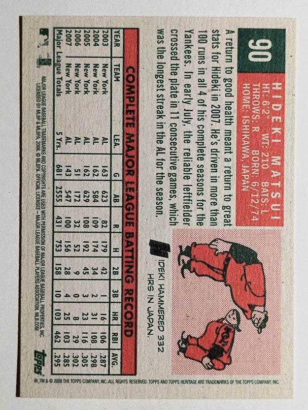 2008 Topps Heritage #90 Hideki Matsui GB SP