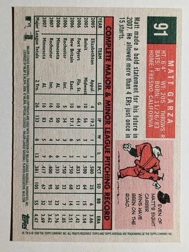 2008 Topps Heritage #91 Matt Garza GB SP