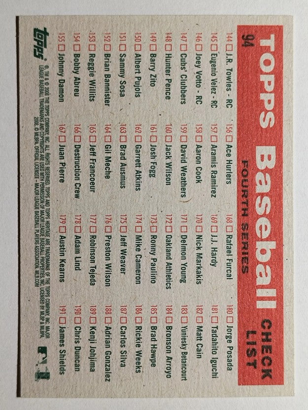 2008 Topps Heritage #94 Chicago White Sox GB SP