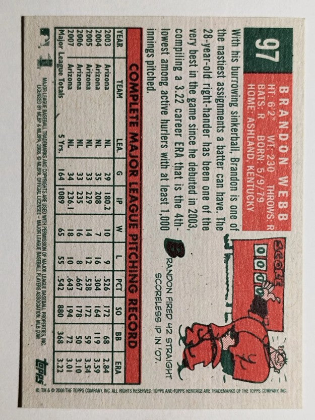 2008 Topps Heritage #97 Brandon Webb