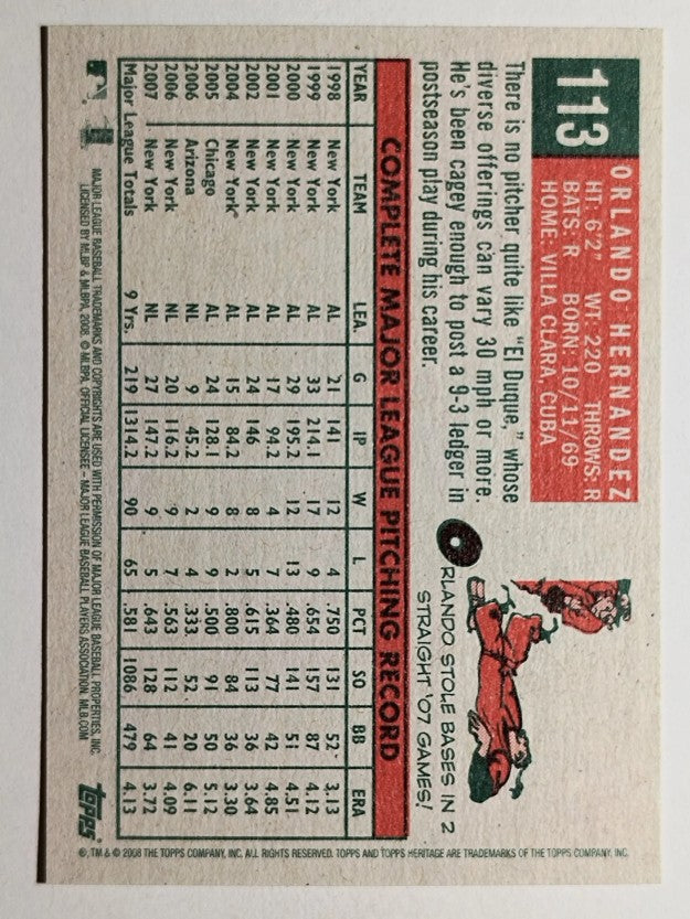 2008 Topps Heritage #113 Orlando Hernandez