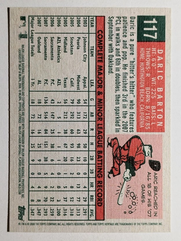 2008 Topps Heritage #117 Daric Barton GB SP