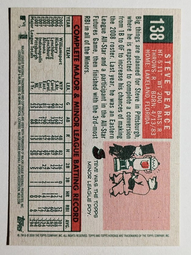 2008 Topps Heritage #138 Steve Pearce RC