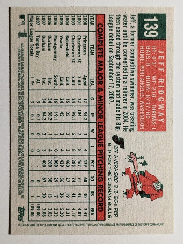 2008 Topps Heritage #139 Jeff Ridgway RC
