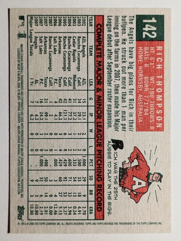 2008 Topps Heritage #142 Rich Thompson RC