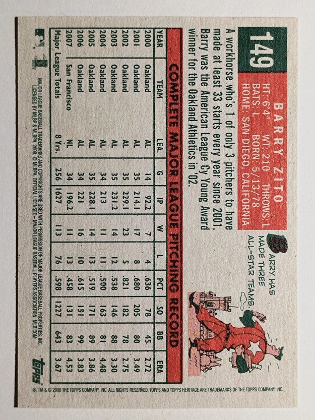 2008 Topps Heritage #149 Barry Zito
